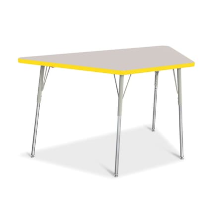 Jonti-Craft Berries Trapezoid Activity Tables, 30 in. x 60 in., A-height, Freckled Gray/Yellow/Gray 6443JCA007
